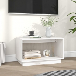 Szafka pod telewizor, biała, 60x35x35 cm, lite drewno sosnowe