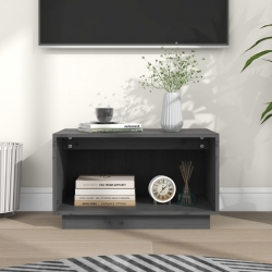 Szafka pod telewizor, szara, 60x35x35 cm, lite drewno sosnowe