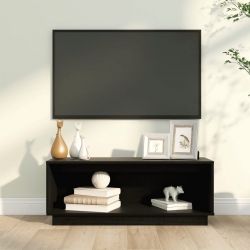 Szafka pod telewizor, czarna, 90x35x35 cm, lite drewno sosnowe
