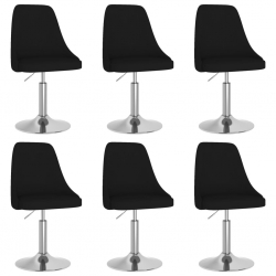 Obrotowe krzesła stołowe, 6 szt., czarne, obite tkaniną