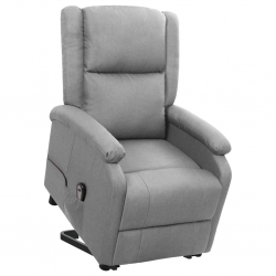 Rozkładany fotel ułatwiający wstawanie, jasnoszary, tkanina