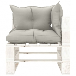 Ogrodowa sofa 3-osobowa z palet, z poduszkami taupe, drewniana