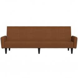 2- osobowa sofa rozkładana, brązowa, obita mikrofibrą