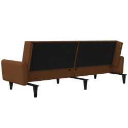 2- osobowa sofa rozkładana, brązowa, obita mikrofibrą