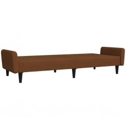 2- osobowa sofa rozkładana, brązowa, obita mikrofibrą