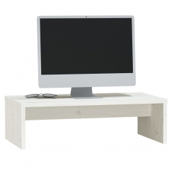 Podstawka na monitor, biała, 50x27x15 cm, lite drewno sosnowe