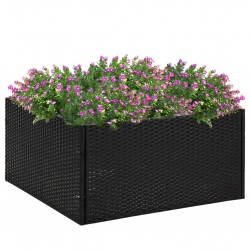 Donica ogrodowa, czarna, 80x80x40 cm, rattan PE