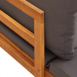 Leżaki z ciemnoszarymi poduszkami, 2 szt., drewno akacjowe