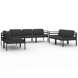 7-cz. zestaw mebli ogrodowych, poduszki, aluminium, antracyt