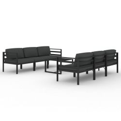 7-cz. zestaw mebli ogrodowych, poduszki, aluminium, antracyt