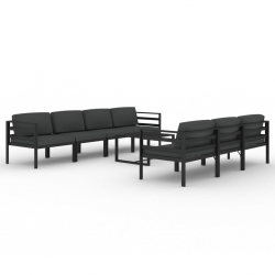 8-cz. zestaw mebli ogrodowych, poduszki, aluminium, antracyt