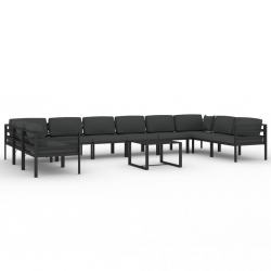 11-cz. zestaw mebli ogrodowych, poduszki, aluminium, antracyt