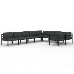 9-cz. zestaw mebli ogrodowych, poduszki, aluminium, antracyt