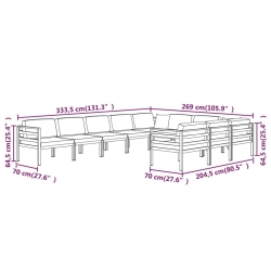 10-cz. zestaw mebli ogrodowych, poduszki, aluminium, antracyt