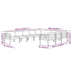 10-cz. zestaw mebli ogrodowych, poduszki, aluminium, antracyt