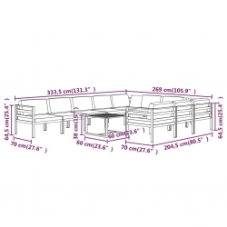 11-cz. zestaw mebli ogrodowych, poduszki, aluminium, antracyt
