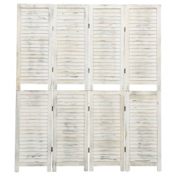 Parawan 4-panelowy, biały, 140 x 165 cm, drewniany