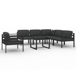7-cz. zestaw mebli ogrodowych, poduszki, aluminium, antracyt