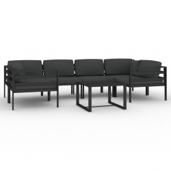 7-cz. zestaw mebli ogrodowych, poduszki, aluminium, antracyt
