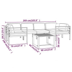 7-cz. zestaw mebli ogrodowych, poduszki, aluminium, antracyt
