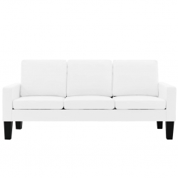 3-osobowa sofa, biała, sztuczna skóra