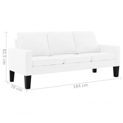 3-osobowa sofa, biała, sztuczna skóra