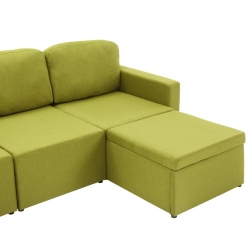 3-osobowa, rozkładana sofa modułowa, zielona, tkanina