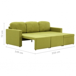3-osobowa, rozkładana sofa modułowa, zielona, tkanina