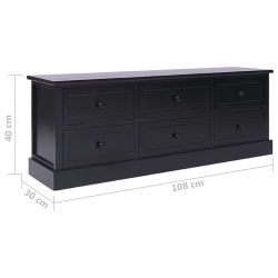 Szafka pod TV, czarna,108x30x40 cm, drewno paulowni