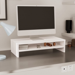 Podstawka na monitor, biała, 50x24x13 cm, lite drewno sosnowe