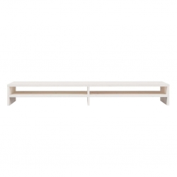 Podstawka na monitor, biała, 100x24x13 cm, lite drewno sosnowe