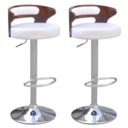 Stołki barowe, 2 szt., gięte drewno i sztuczna skóra