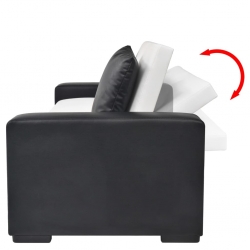 Kanapa rozkładana z podłokietnikami, PVC, biała, regulowana