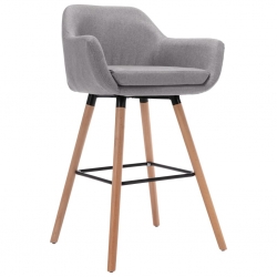 Krzesła barowe z podłokietnikami, jasnoszare, obite tkaniną