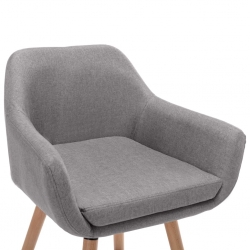 Krzesła barowe z podłokietnikami, jasnoszare, obite tkaniną