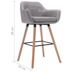 Krzesła barowe z podłokietnikami, jasnoszare, obite tkaniną