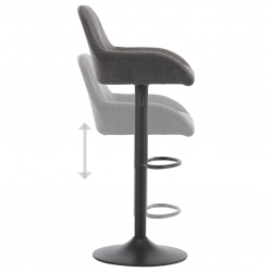 Krzesła barowe z podłokietnikami, ciemnoszare, tkanina