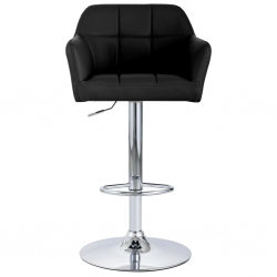 Krzesło barowe z podłokietnikami, czarne, sztuczna skóra