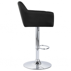 Krzesło barowe z podłokietnikami, czarne, sztuczna skóra