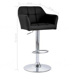 Krzesło barowe z podłokietnikami, czarne, sztuczna skóra