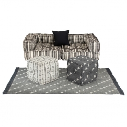 Sofa modułowa z akcesoriami, 6 elementów, tkanina w paski