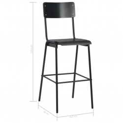 Krzesła barowe, 2 szt., czarne, sklejka i stal