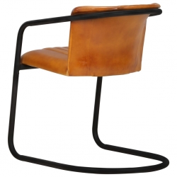 Krzesła stołowe, 2 szt., kolor tan, skóra naturalna