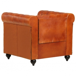 Fotel Chesterfield, brązowy, skóra naturalna