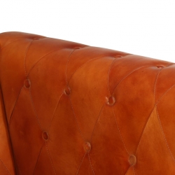 Fotel Chesterfield, brązowy, skóra naturalna