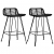 Krzesła barowe, 2 szt., czarne, rattanowe