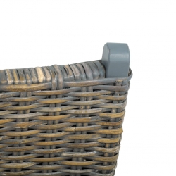 Krzesło, szare, naturalny rattan kubu i lite drewno mahoniowe