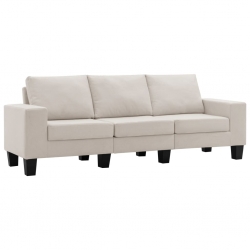 3-osobowa sofa, kremowa, tapicerowana tkaniną