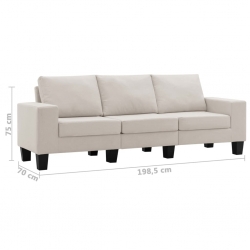 3-osobowa sofa, kremowa, tapicerowana tkaniną