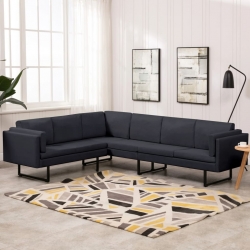 Sofa narożna, ciemnoszara, tapicerowana tkaniną